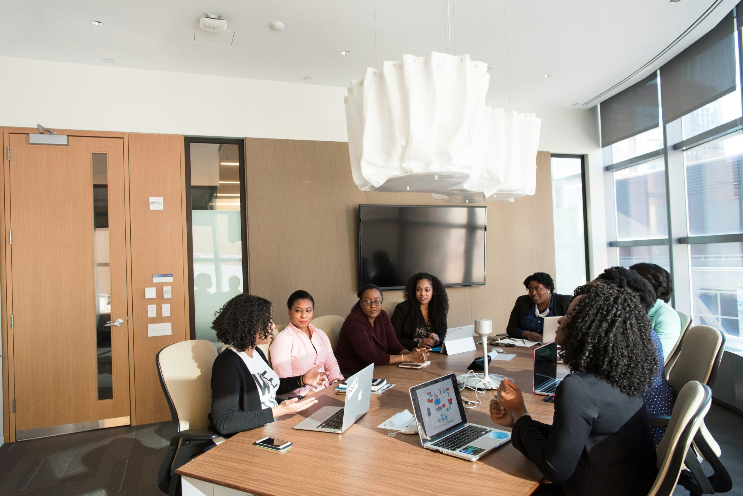 Meeting with ladies and laptops